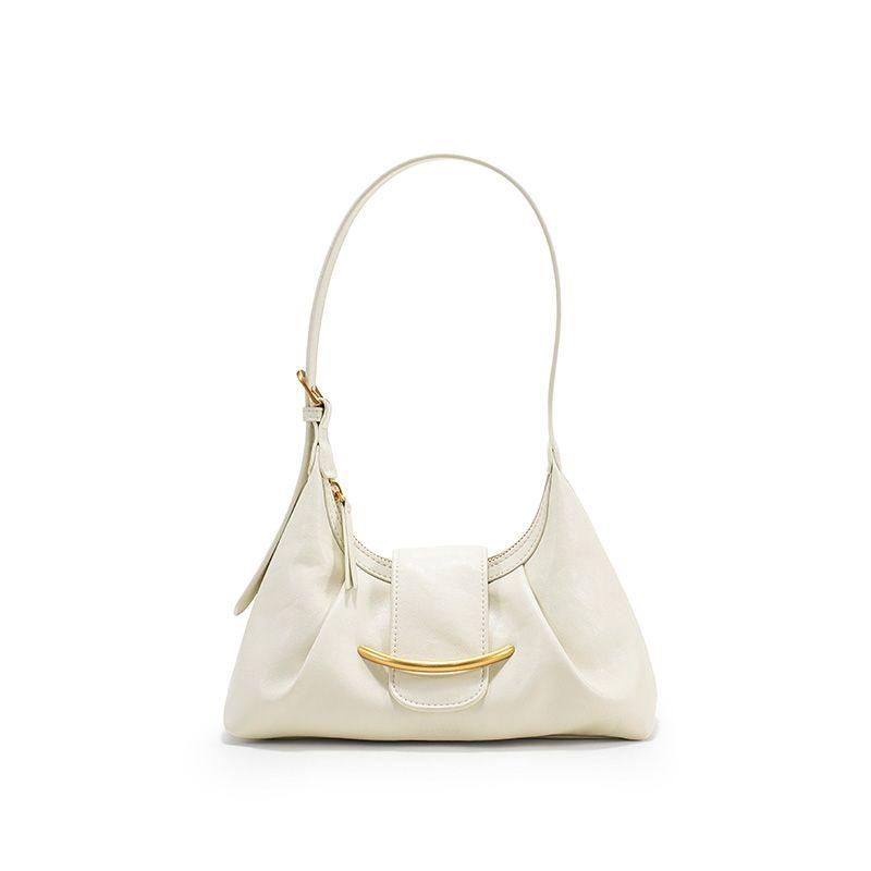 

Ceirihe Normcore Hobo Bag 2025 New Arrival Genuine Leather Underarm Bag Women s Cross-Body Bag Fancy Shoulder Bag Beige White