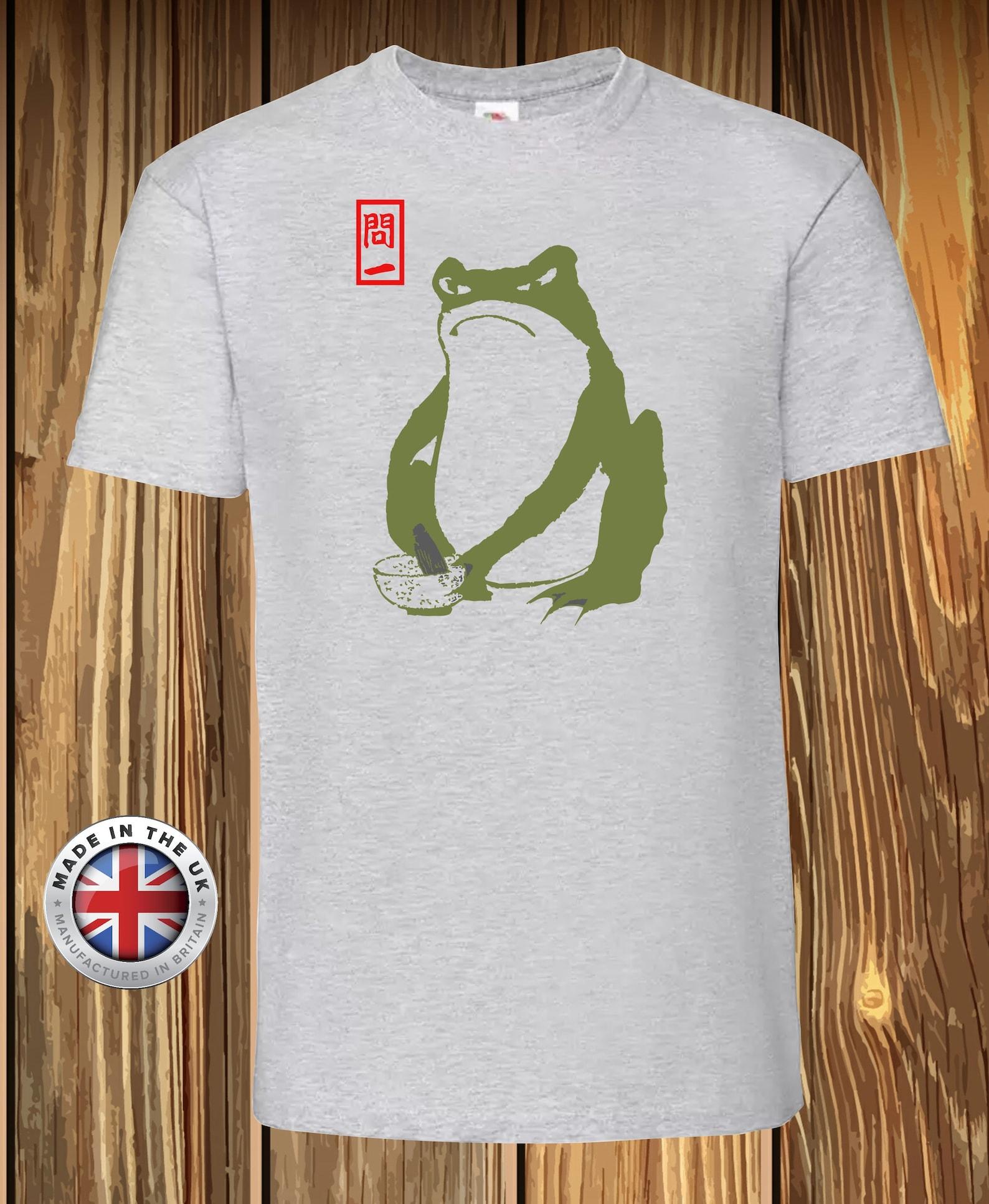 Japanese Grumpy Toad T-Shirt: Hoji Woodblock Art, Tea Ceremony 4XL
