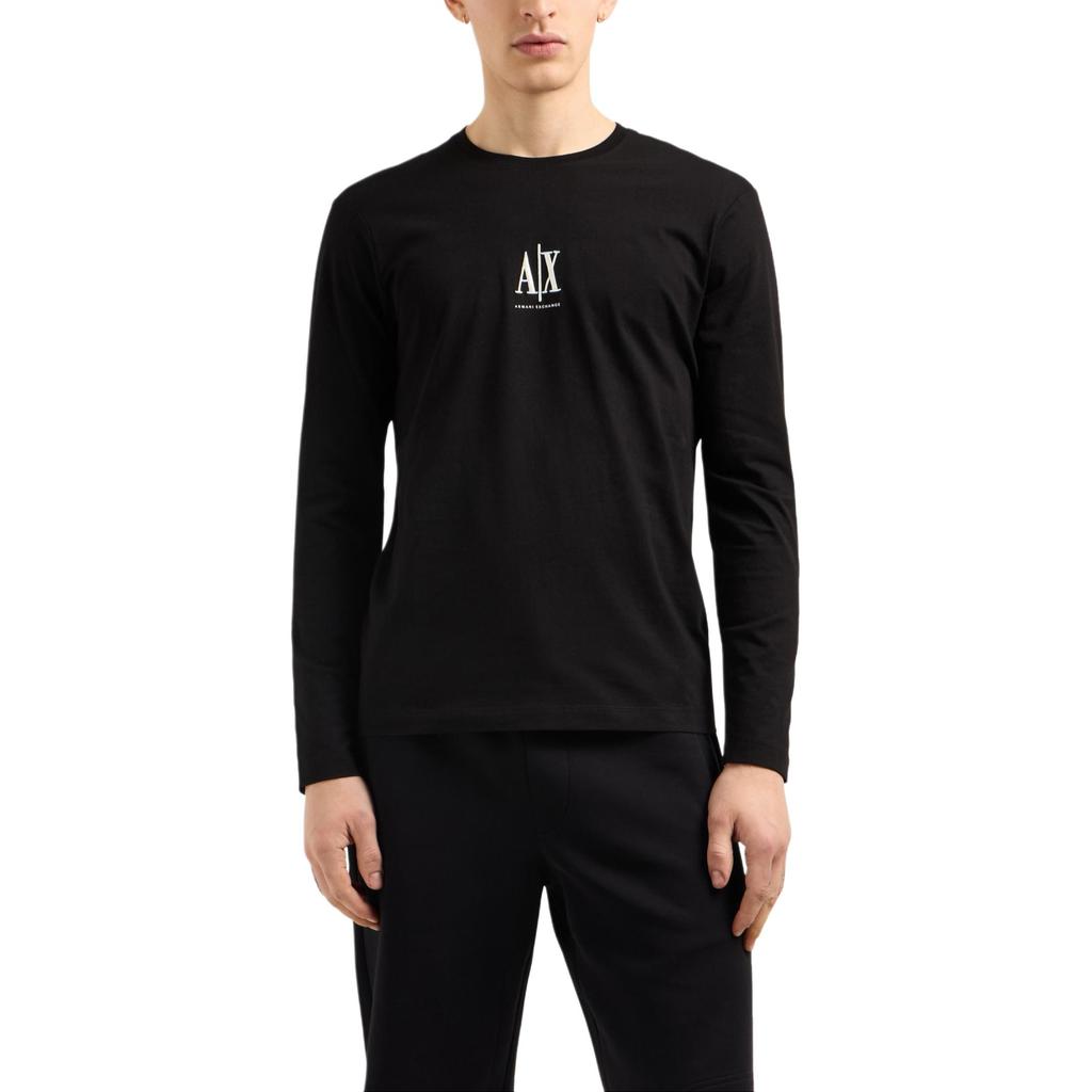 Emporio Armani Logo Embroidered Crew Neck Long Sleeve T-Shirt Men tops Black XM000364-AF12308-UC001