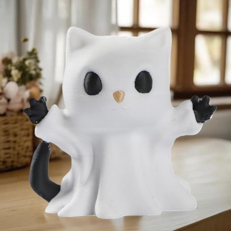Enhance Halloween Atmosphere with 1Pc Mini Ghost Cat Decorative Item, Outstanding Gift Choice for Girlfriend