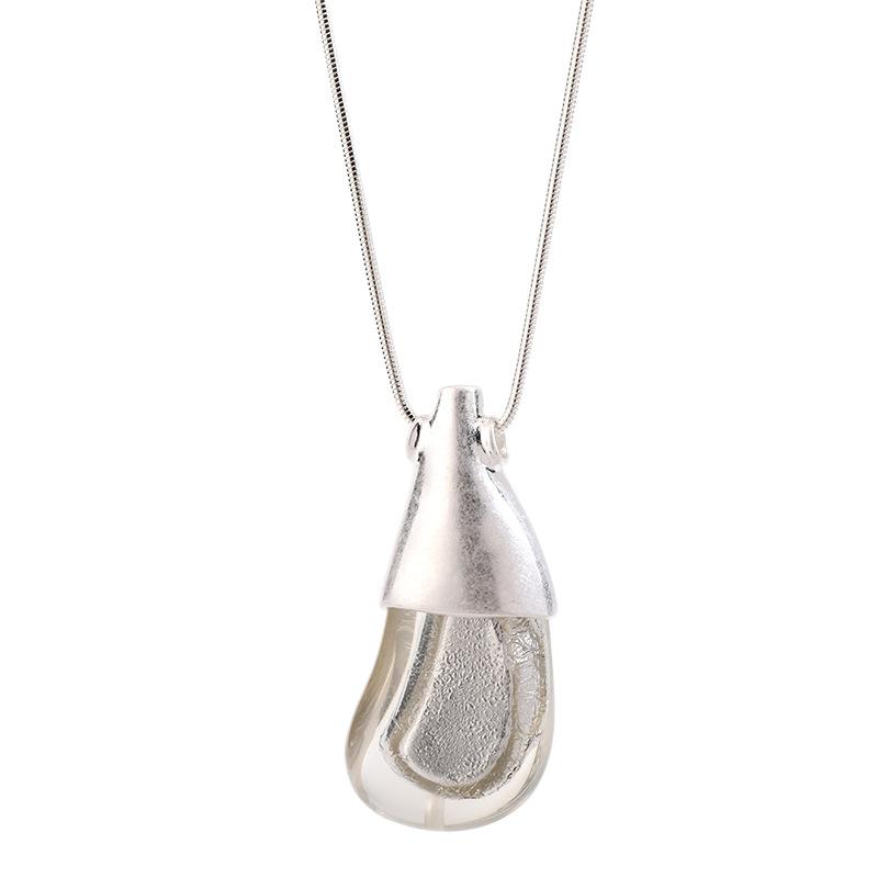 European and American light luxury water drop pendant necklace women's simple fashion metal long sweater chain high-end accessories