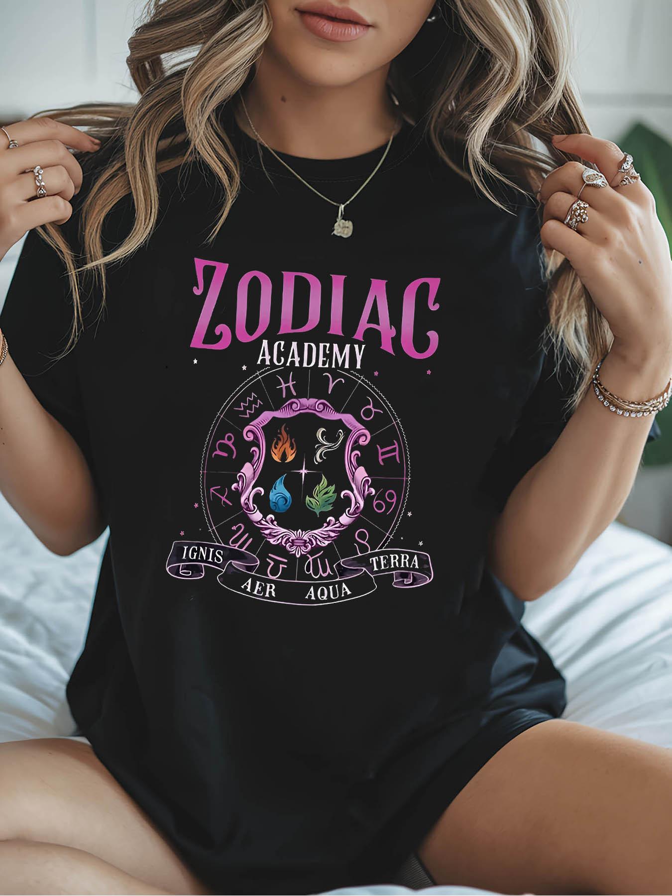 

Zodiac Academy: Magic and Astrology ZODIAC ACADEMY IGNIS AER AQUA Fashionable Casual Printed Pattern Women s Round Neck T-Shirt 5XL різнокольоровий