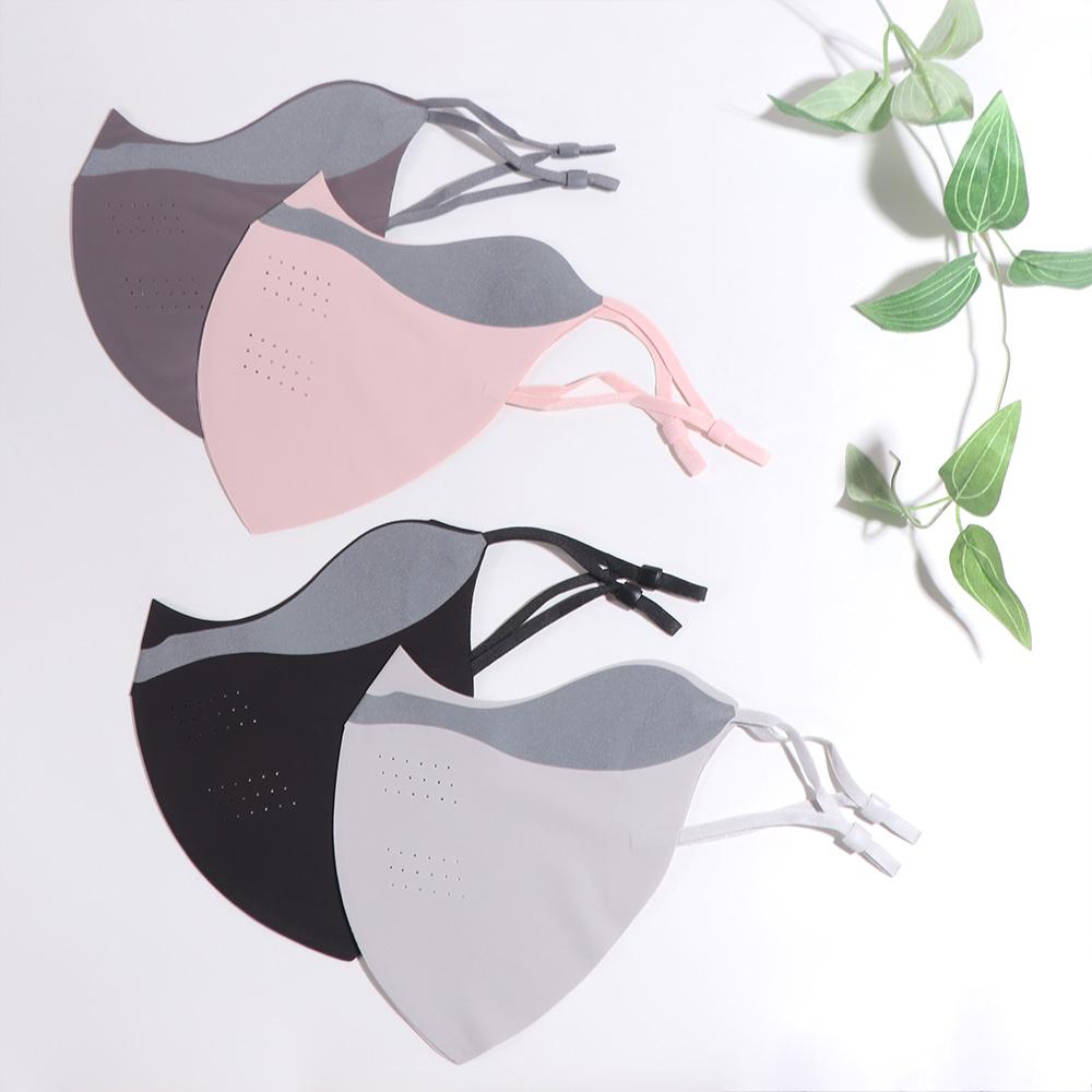 With Reflective Stripe Ice Silk Sunscreen Mask Solid Color Dustproof Cycling Face Cover Quick Drying Washable Face Veil Golf