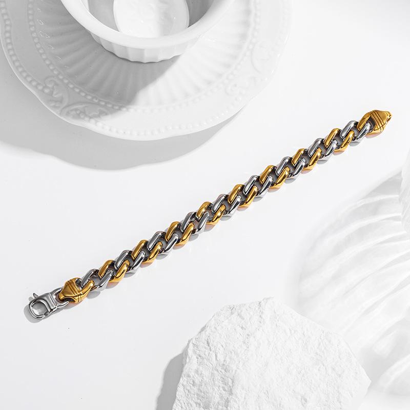 New Titanium Steel Color Matching Fine Polishing Cuban Bracelet 316 Stainless Steel Vacuum Plating Bracelet
