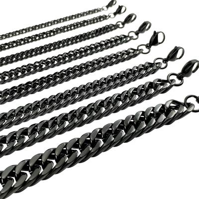 Bracelet cubain en acier inoxydable de couleur noire, bijoux cadeaux pour hommes et femmes