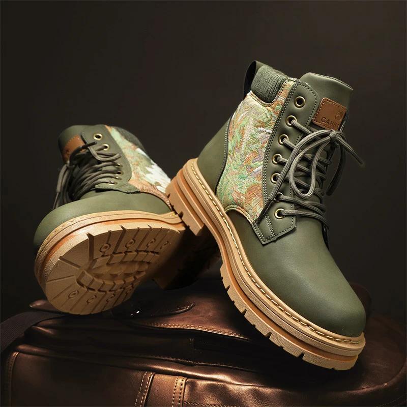 

Walking Leather Boots for Men Outdoor Boots Luxury Brands Men s Ankle Boots Fall Winter New High Top Casual Shoes Classic Design 39