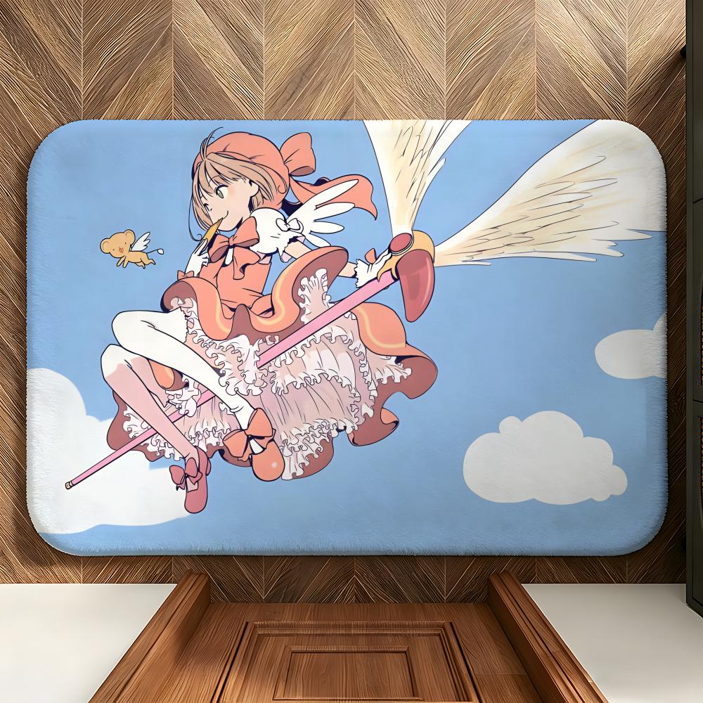 Anime M-Magical S-Sakura Floor Mat Soft Flannel Floor Mat Suitable for Entryways, Living Rooms, Bedrooms, and Bathrooms