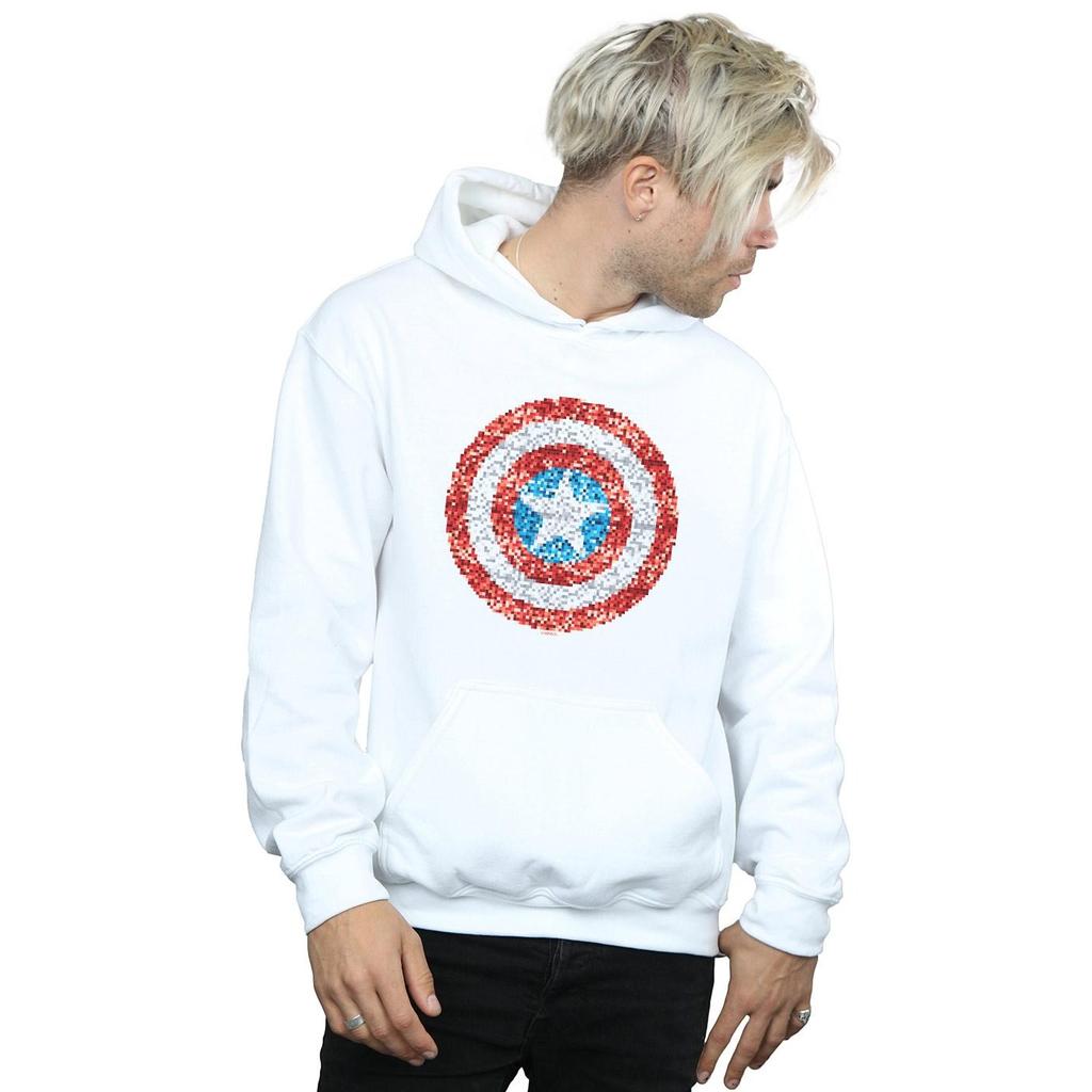 Marvel Mens Captain America Pixelated Shield Hoodie