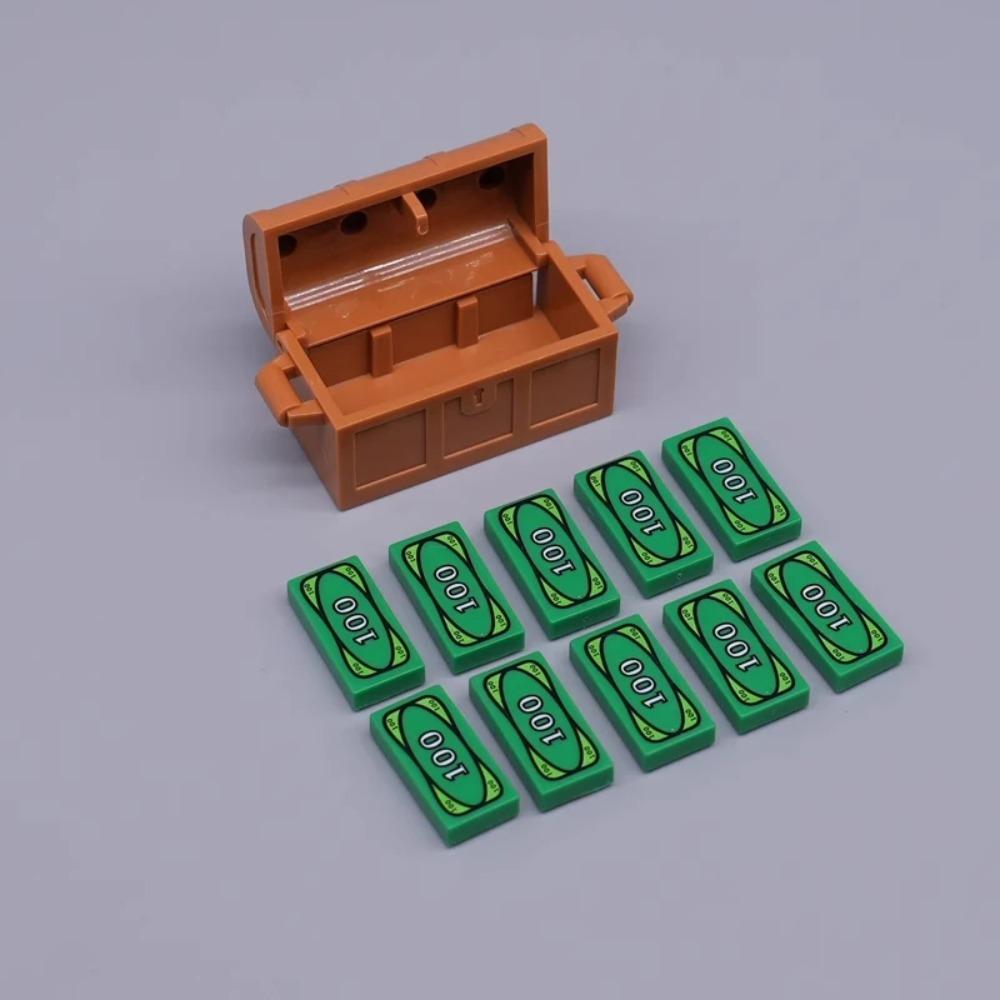 City Treasure Building Blocks MOC Dollar Cash Gold Silver Mine Egg Transparent Diamond ATM Machine Safe Money Bag DIY Toys K037