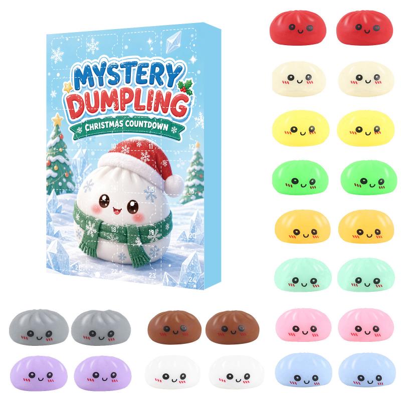 24 Days Christmas Dumpling Advent Calendar Countdown Squeeze Mochi Fidget Toy For Kids Christmas Gift