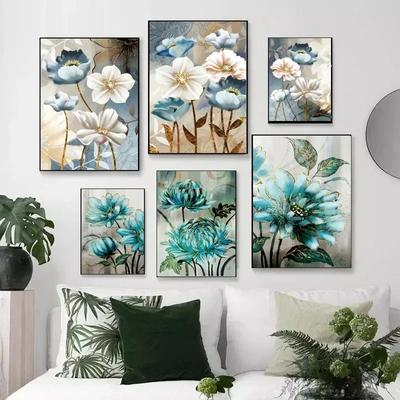 Stampe su tela di poster HD stereoscopiche di poesia floreale astratta scandinava, decorazione della casa, camera da letto e soggiorno