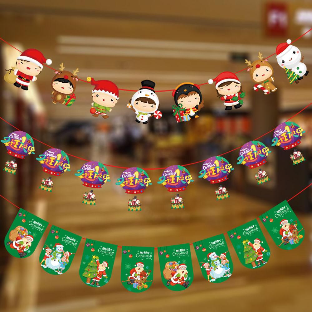 Paper Decorative Christmas Flags And Streamers For School Store Celebrations Featuring Cute Art Cartoon
