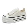 New Casual Height Increasing Platform Canvas Shoes Women Summer Outer White Sneakers Slipper Slip On Sandals Vulcanize Shoes