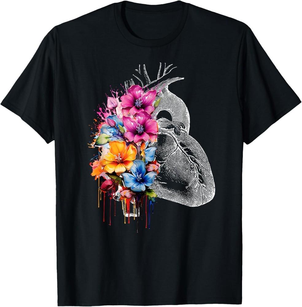 

Anatomical Heart and Flowers Love Family Surgery Survivor Gift Unisex T-Shirt XL