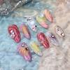 10pcs Handmade Press On Nails 3D Colorful Summer Sea Starfish Designs False Nail Patches For Women  Wearable Almond Fake Nails