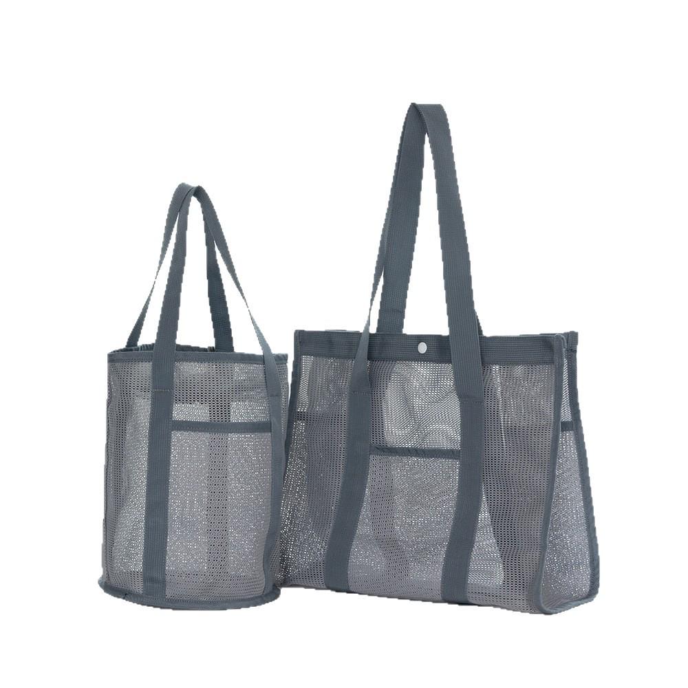 Korean Style Mesh Beach & Gym Bag - Casual, Hollow Design, Travel & Toiletry Storage