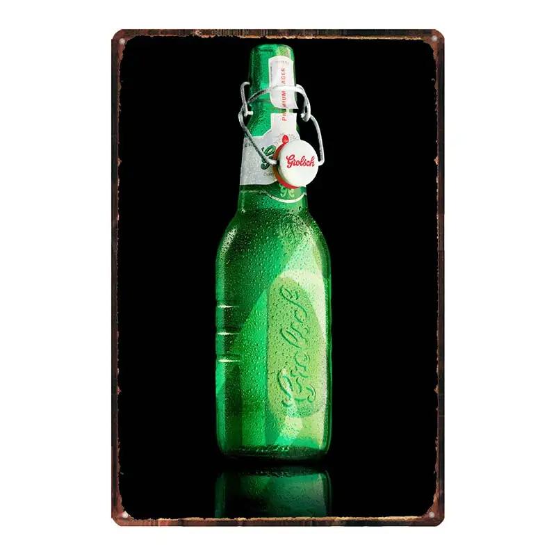 YZFQGrolsch Bière Lager Panneaux Décoratifs Hollandais Plaques Métalliques Pour Mur Bar Maison Art Décoration Restaurant 30X20CM DU-9120B