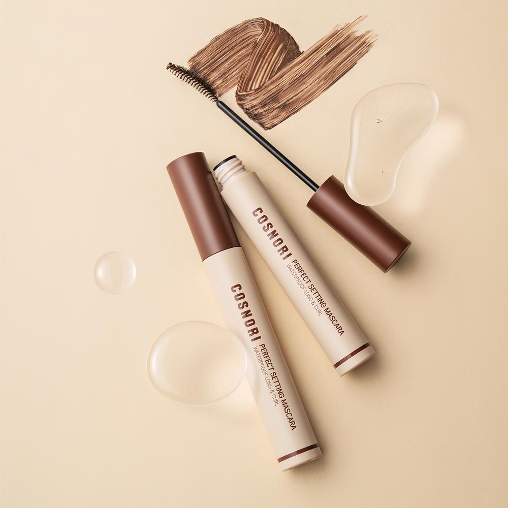 Cosnori Mascara Waterproof Fissaggio Perfetto Lunghezza & Arricciatura (7ml) – 4 Colori: Marrone Accogliente / Marrone Rosato / Cenere Profondo / Blu Reale, Coreano