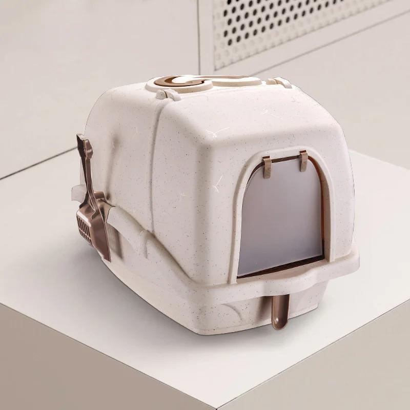 

Очень большой кошачий лоток с совком - полностью закрытый кошачий лоток - Идеально подходит для кошек весом до 9,98 кг