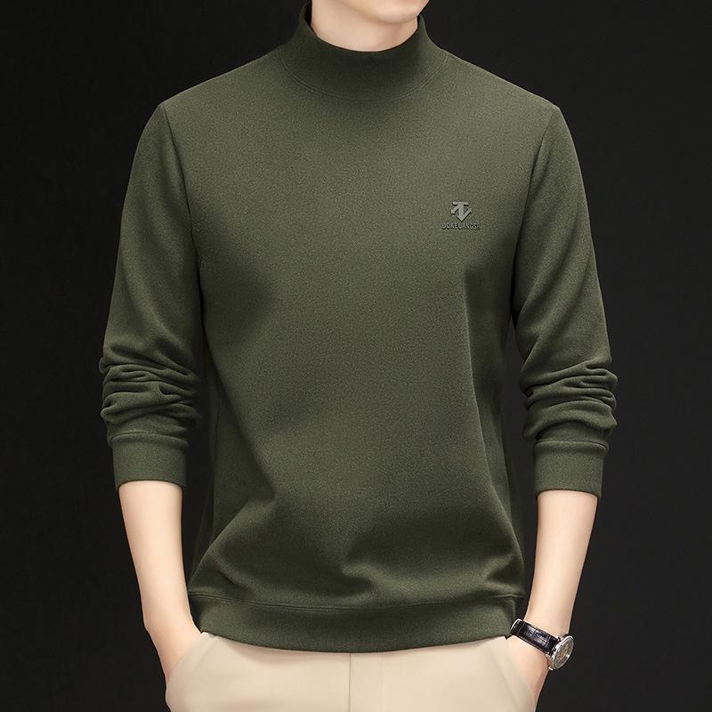 Men s Velvet-Lined Long Sleeve Half-High Collar Hoodie Sweater XXXXL