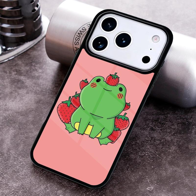 Cottagecore Fruit Strawberry Frog Phone Case For iPhone 17 16 15 14 13 12 11 Pro Max Plus 17Air Soft Silicone Cover