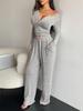 2025 Cross-Border Women's Fall Two-Piece Set: Long-Sleeve Button-Up Bodycon Top + Extra-Long Pants