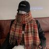 Pink retro plaid imitation cashmere scarf women's winter new high-end warm thickened scarf versatile and trendy