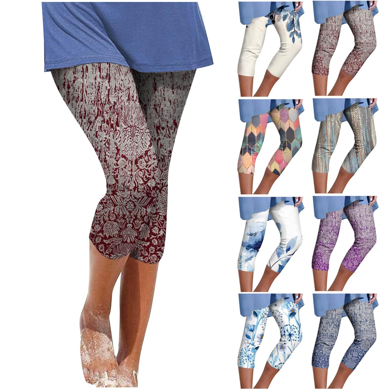 

Женская модная верхняя одежда, леггинсы, тонкие многоцветные укороченные брюки с принтом в стиле ретро
