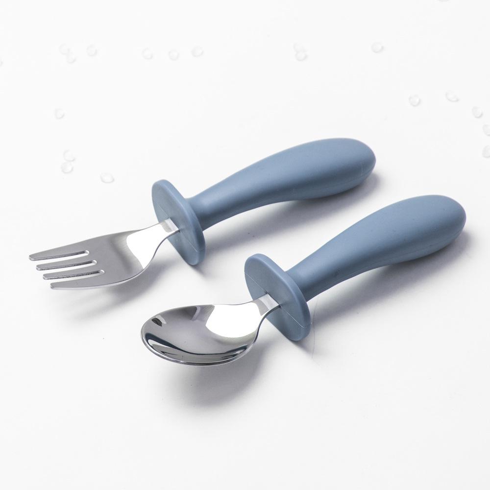 Edelstahl Kinder-Essgeschirr mit Anti-Rutsch-Silikon-Saugfuß & Besteck