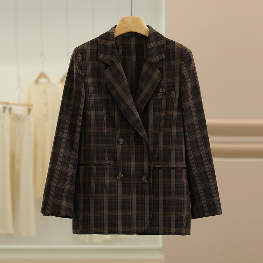 

Женский двубортный блейзер Du Family s Ace High-Intelligence Elite в клетку: 25 Осенняя Повседневная Коллекция. L