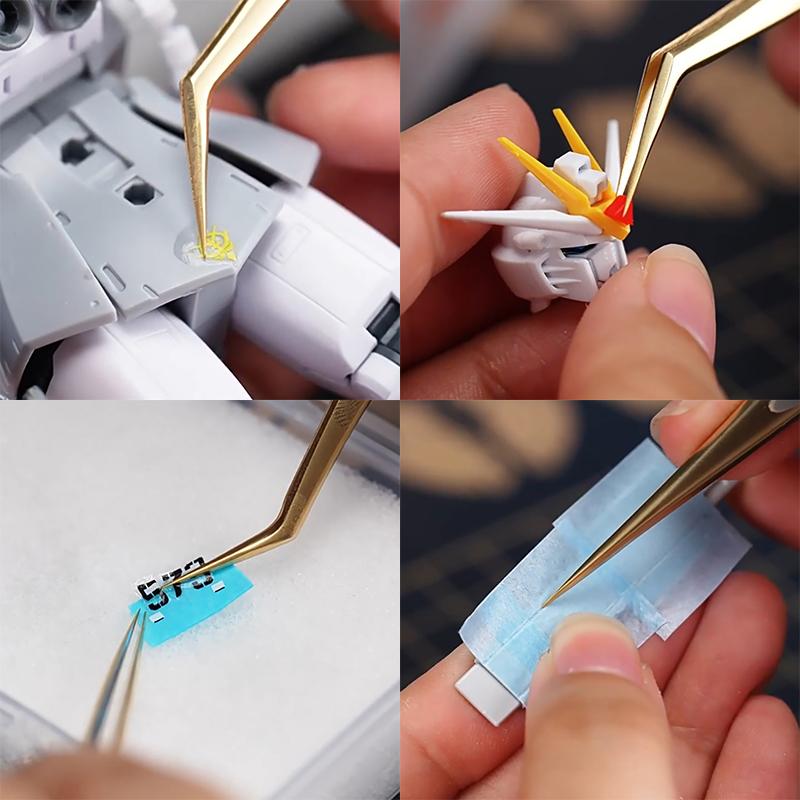 MJL High Precision Model Tweezers Stainless Steel Anti-static Curved Straight Tip Forceps Phone Repair Gift Water Sticker Box