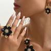 Rhinestone Necklace Earring Ring Set Exquisite Clavicle Chain  Jewelry Accessories