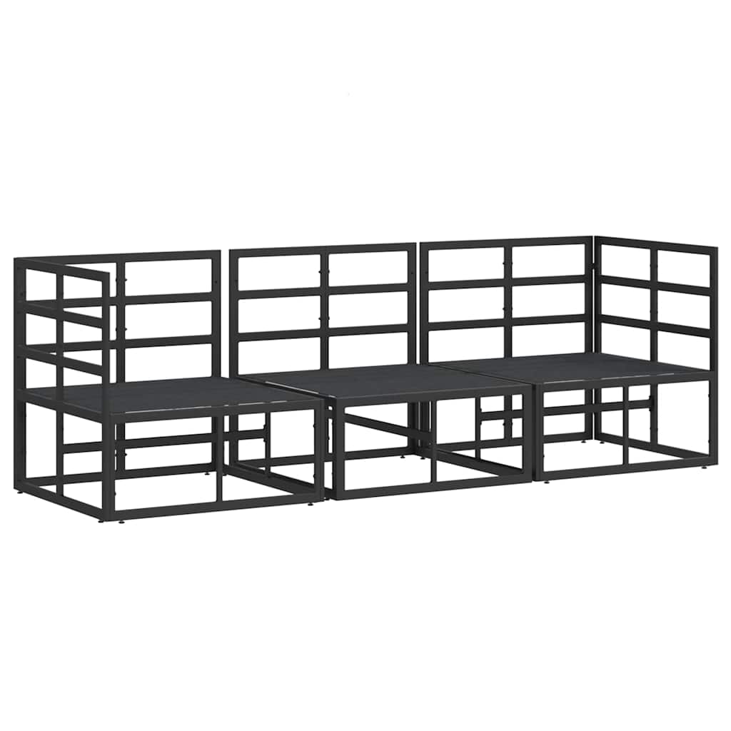 Outdoor Furniture Set with Cushions 3 Piece Black and Anthracite Metal