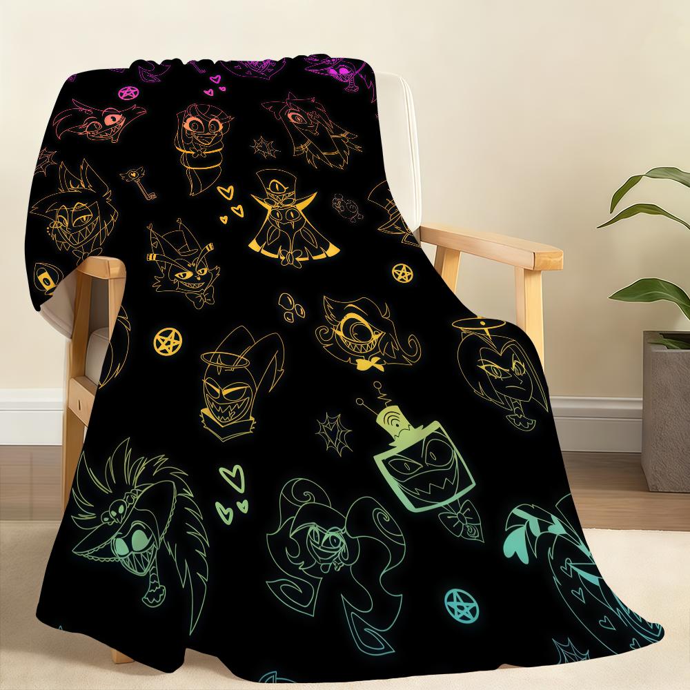 Energetic Cartoon H Hazbin H HoteL S Blanket Soft Throw Blanket for Home Bedroom Bed Sofa Picnic Travel Office Rest Blanket Gift