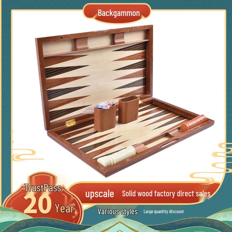 Set di Backgammon e Carte da Baccarat in Legno di Alta Gamma in Scatola di Legno Massello