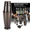 5Pcs/Set Black Stainless Steel Boston Cocktail Shaker Measuring Cup Strainer Mixing Spoon Set