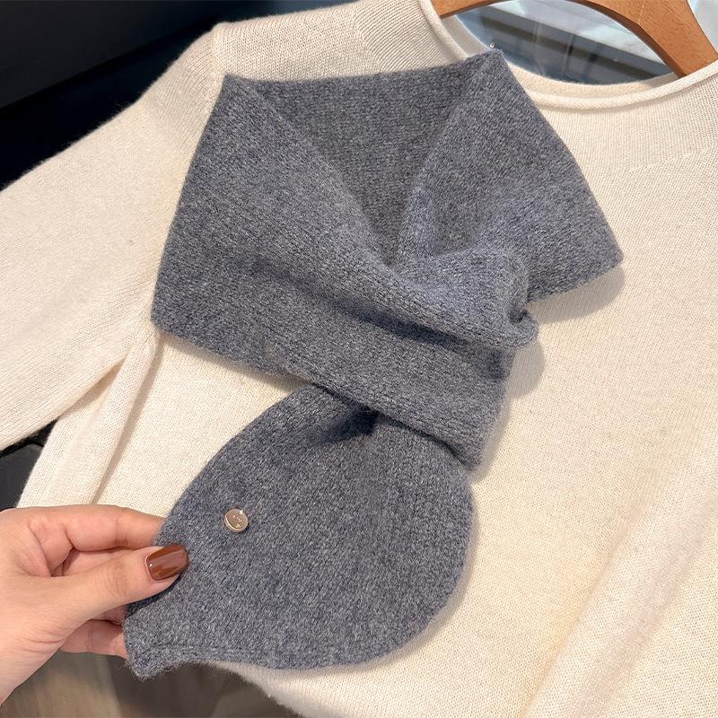 Exquisite Wool Knitted Scarf  Winter Warm Soft Solid Color Scarf Fashion Versatile Shawl