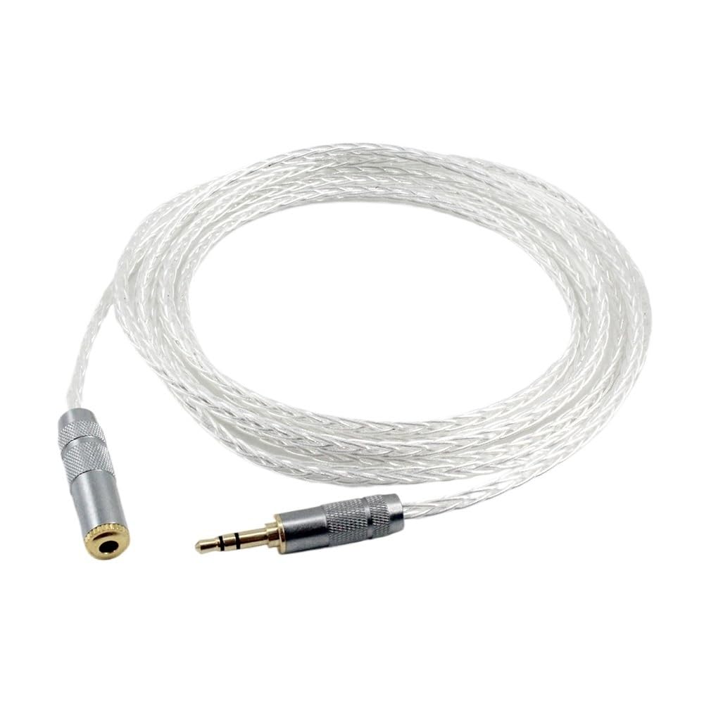 EAQKVX 8-Core Silver Audio Extension Cable 3.5mm Female To Male 2m Brown Black Earphone Extension