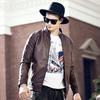 Giacca in pelle da uomo, giacca in pelle lavata, stile motociclista coreano slim