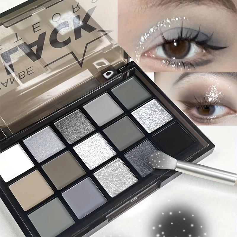 Paleta 15 cieni do powiek Smoky Eyeshadow Paleta trwałych, wysoce napigmentowanych cieni do powiek z uniwersalnym wykończeniem matowym i brokatowym, w odcieniach czerni i szarości