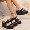 Damen Plateau-Sandalen mit Druck, Rutschfeste Sohle, Klobige Flache Pantoletten, Strand-Flip-Flops, Weite Passform, Outdoor-Slipper, Neuankömmling für den grenzüberschreitenden Handel