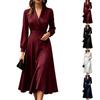 Damen-Midi-Kleid mit langen Ärmeln, Blazer-Kragen, tailliertem Schnitt und ausgestelltem Rock, elegantes Büro-Stil-Kleid für die Arbeit und formelle Anlässe