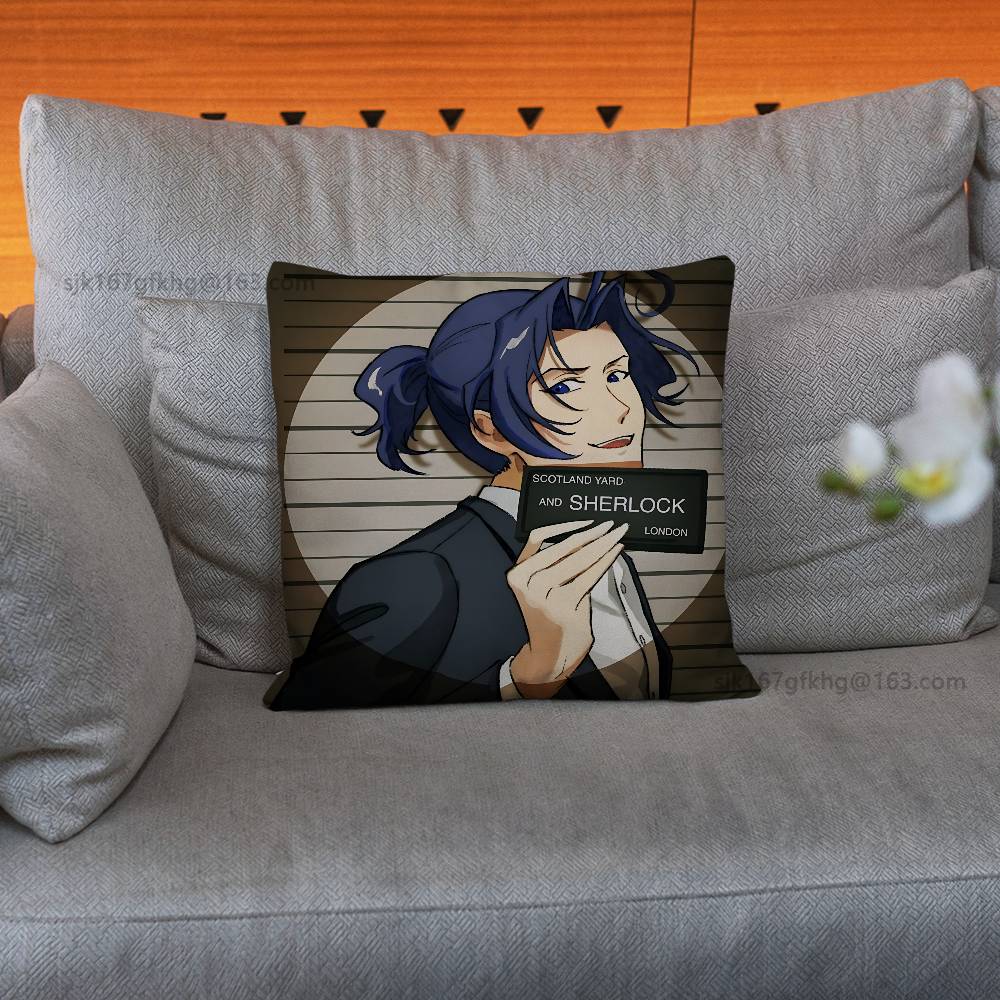 Anime M-Moriarty The Patriot Pillow Case Square Double-Sided Printing Short Plush Sofa Cushion Cover Bedroom Bedside Pillow