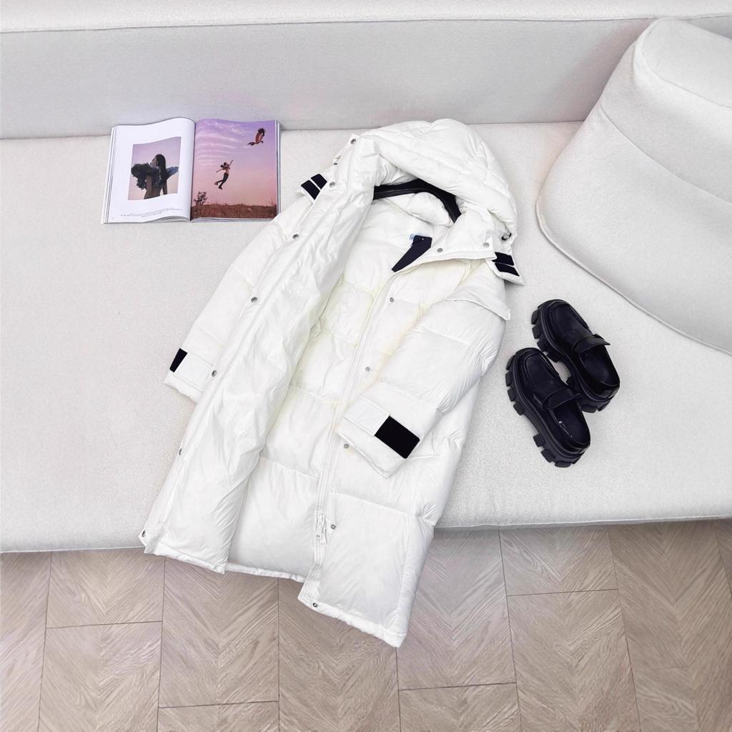 Casual Comfort Stylish Badge Pocket Long Sleeve Straight Skinny Stand Neck Hooded Long Bread Jacket Down Jacket