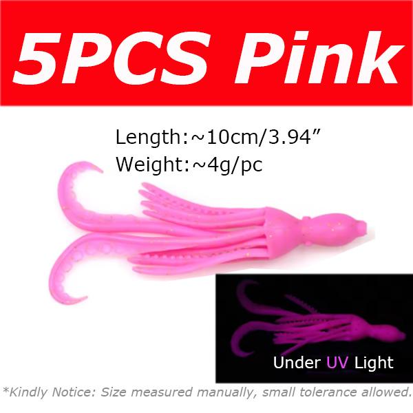 5PCS 10cm/4g Octopus Squid Bait Fluo Saltwater Snapper Fishing Soft Lure TPR Material Kabura Pesca Wobbler Fishing Tackle