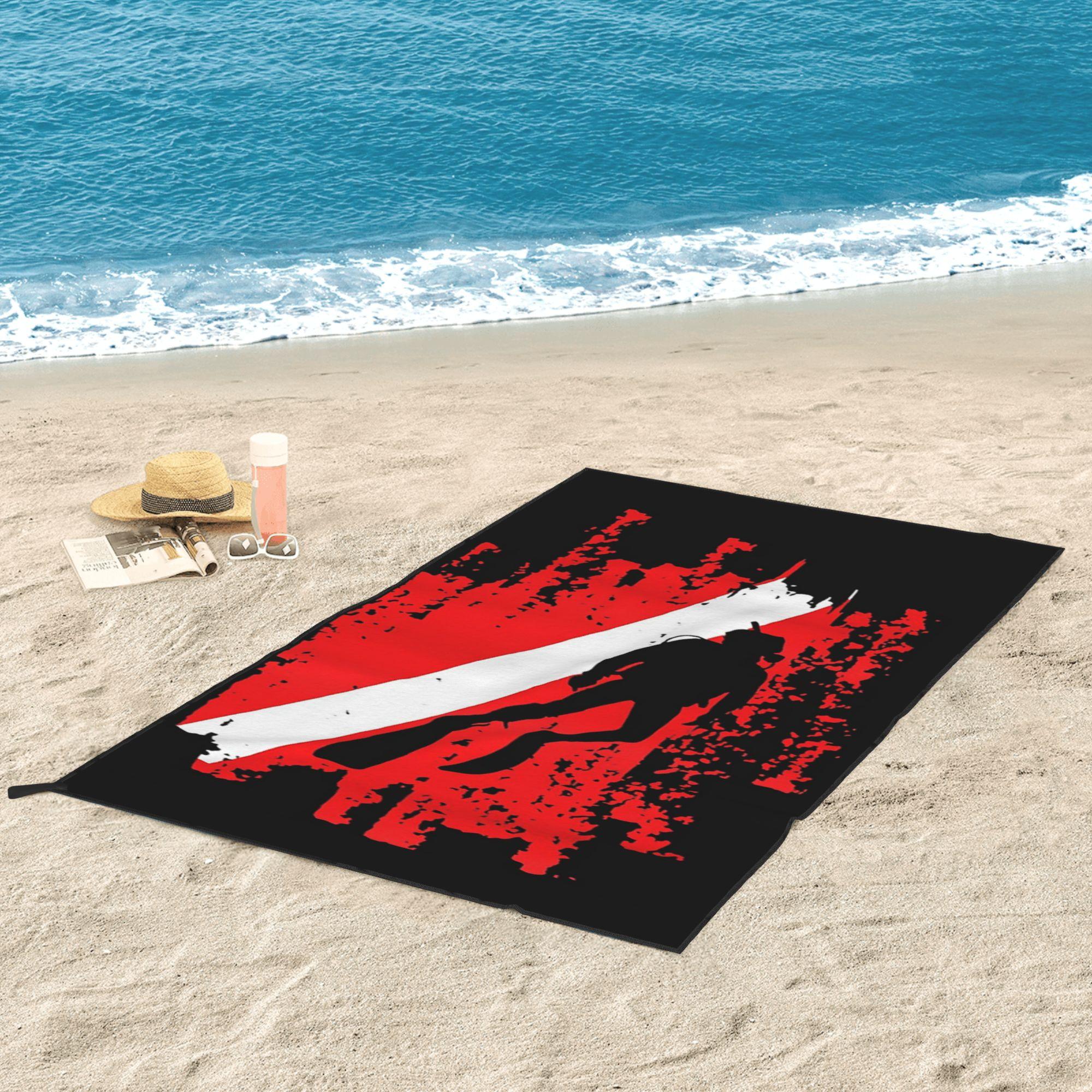 Creative Man White Scuba Diving Diver Down Flag Marine Diver Dive Beach Towel Soft Microfiber Quick Dry Absorbent Quick Towels For Pool