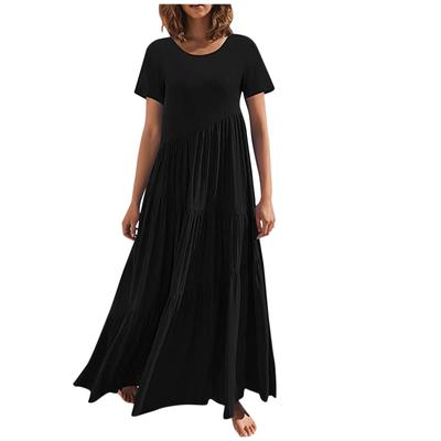 Modisches, lässiges Maxikleid für Damen, kurzärmelig, elegantes, unregelmäßiges Partykleid