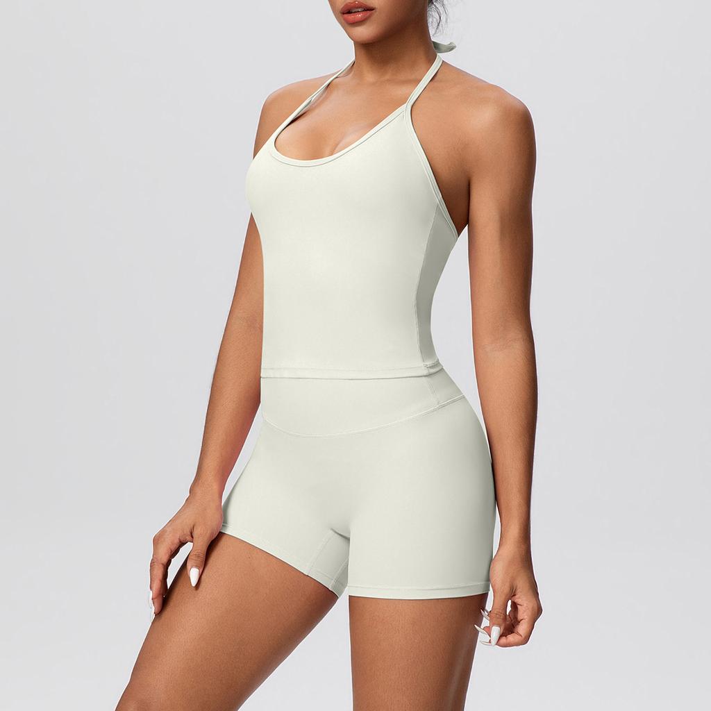 New Pure Color Brushed Back Strapless High-Waisted Yoga Set For Women - Sports Running Fitness Ensemble