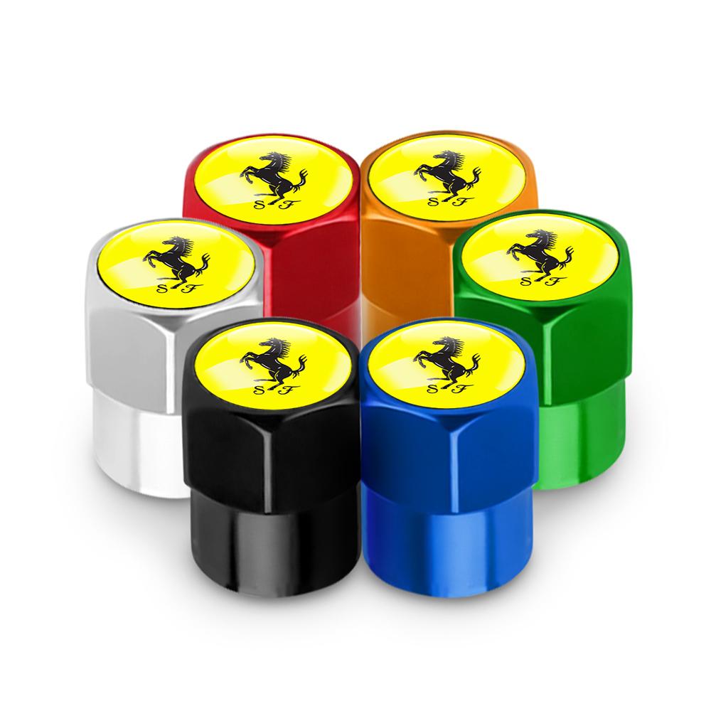 4pcs Car Aluminum Styling Emblem Wheel Tire Valve Stem Air Caps For Ferrari Roma 488 296 SF90 F8 F80 849 KC23 SP8 F40 599 575M JG4