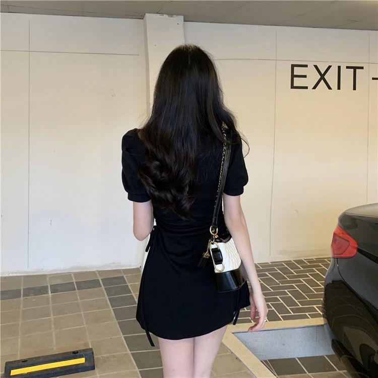 Pure desire style POLO collar dress women's 2026 spring and summer new drawstring straps slim and thin short-sleeved skirt